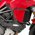 Paramotore tubolare Kappa KN7406B in acciaio nero Ø25 mm montato sul motore di una Ducati Multistrada