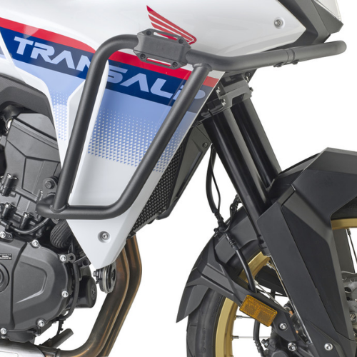 Paramotore tubolare alto Kappa KNH1201 in acciaio nero Ø25 mm a protezione dei radiatori su Honda XL 750 Transalp
