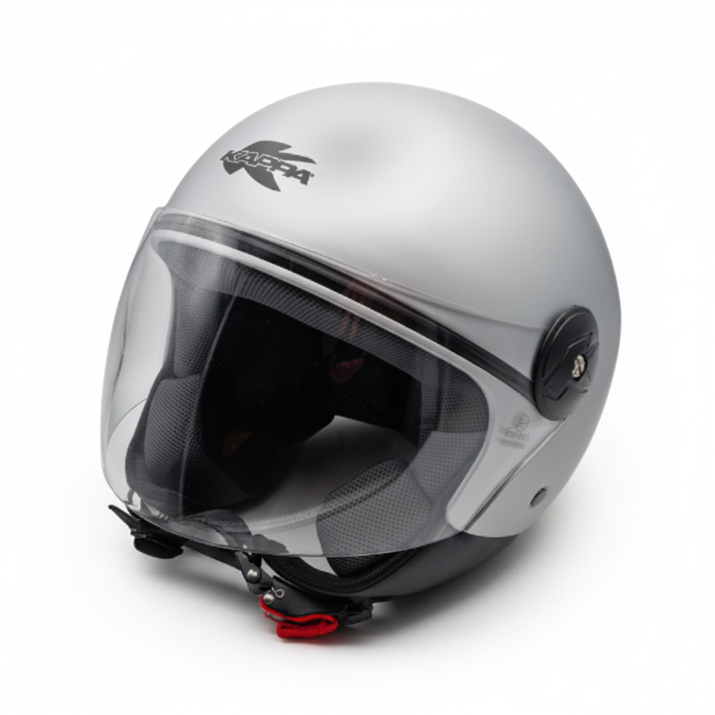 Kappa KV40 EVO Basic Casco Demi-Jet Argento Opaco – Doppia Calotta Omologato ECE - Moon Bike - Vista 2