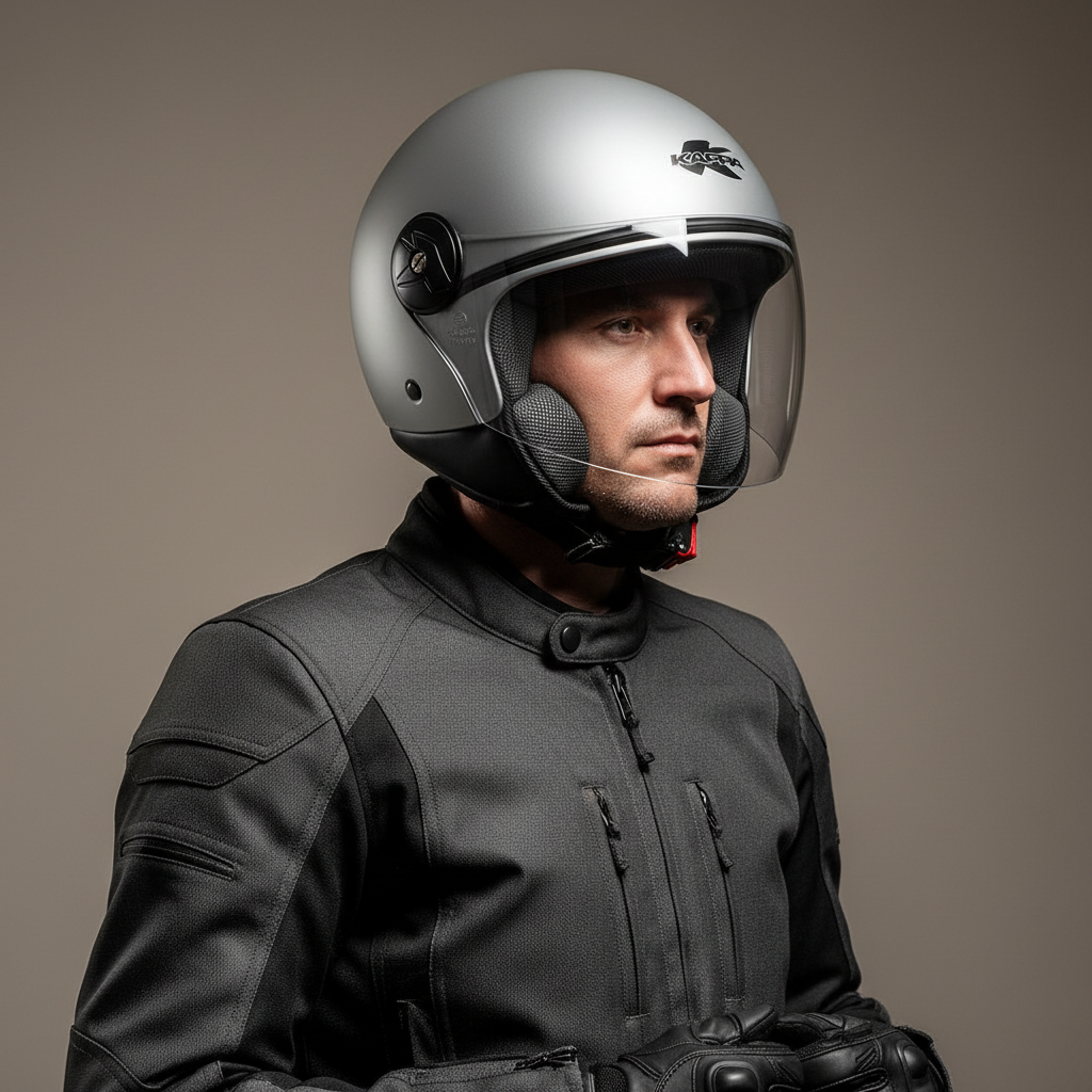 Kappa KV40 EVO Basic Casco Demi-Jet Argento Opaco – Doppia Calotta Omologato ECE - Moon Bike - Vista 6