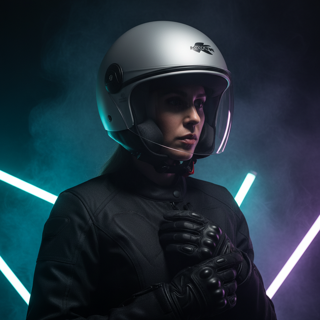 Kappa KV40 EVO Basic Casco Demi-Jet Argento Opaco – Doppia Calotta Omologato ECE - Moon Bike - Vista 9