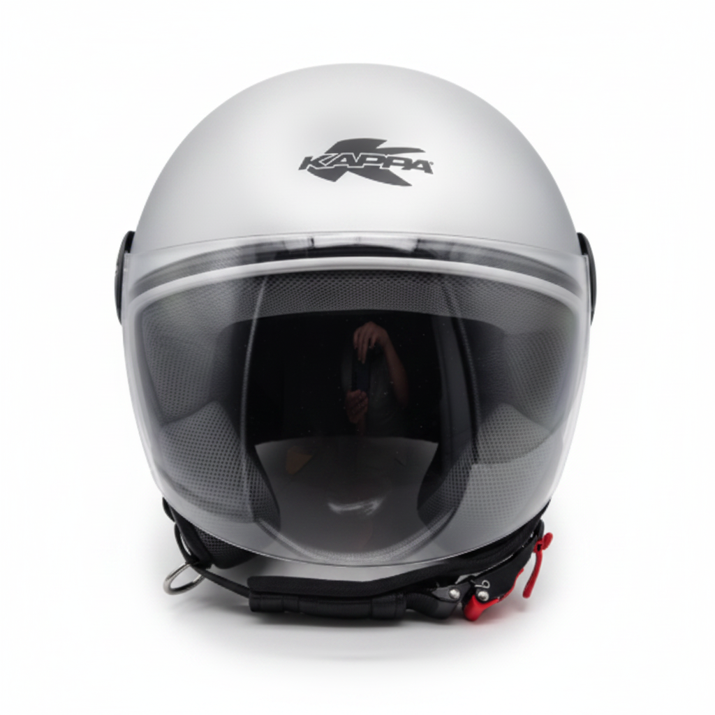 Kappa KV40 EVO Basic Casco Demi-Jet Argento Opaco – Doppia Calotta Omologato ECE - Moon Bike - Vista 4