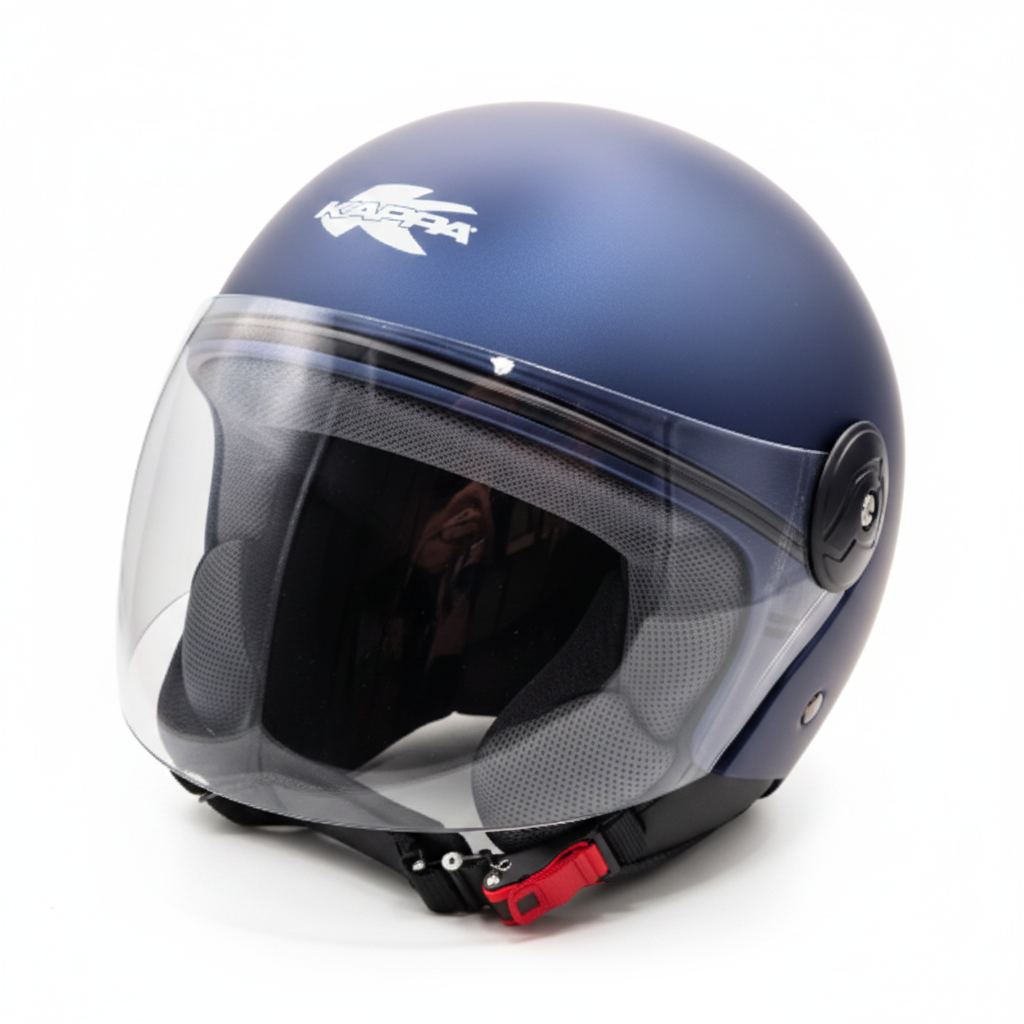 Kappa KV40 EVO Basic Casco Demi-Jet Blu Metallizzato Opaco – Doppia Calotta Leggero ECE 22.06 - Moon Bike - Vista 2