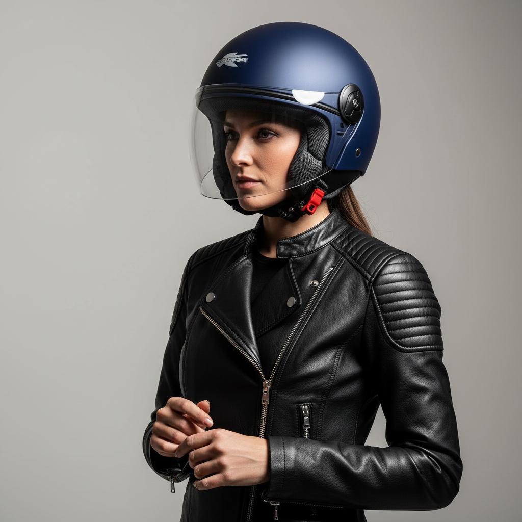 Kappa KV40 EVO Basic Casco Demi-Jet Blu Metallizzato Opaco – Doppia Calotta Leggero ECE 22.06 - Moon Bike - Vista 6