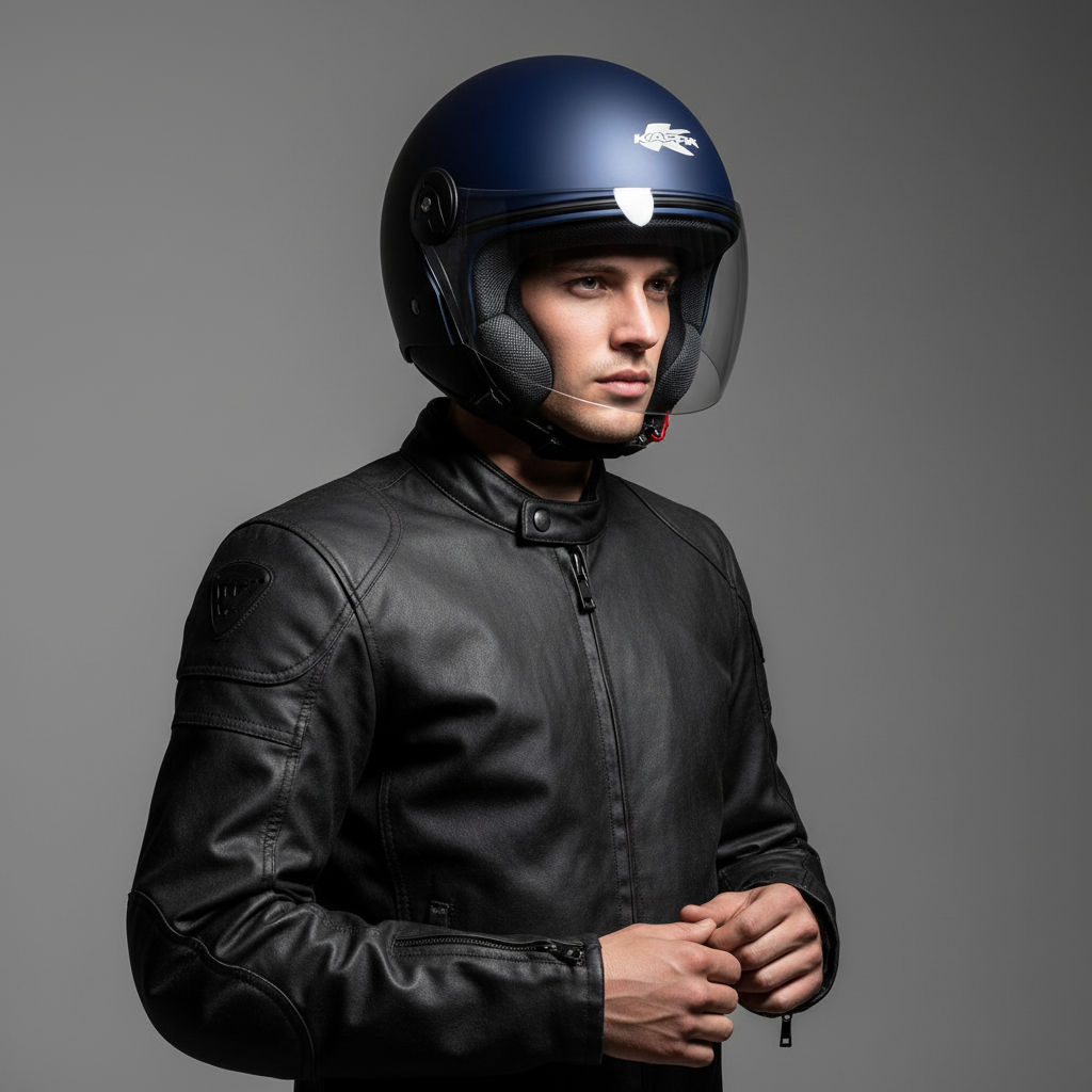 Kappa KV40 EVO Basic Casco Demi-Jet Blu Metallizzato Opaco – Doppia Calotta Leggero ECE 22.06 - Moon Bike - Vista 5