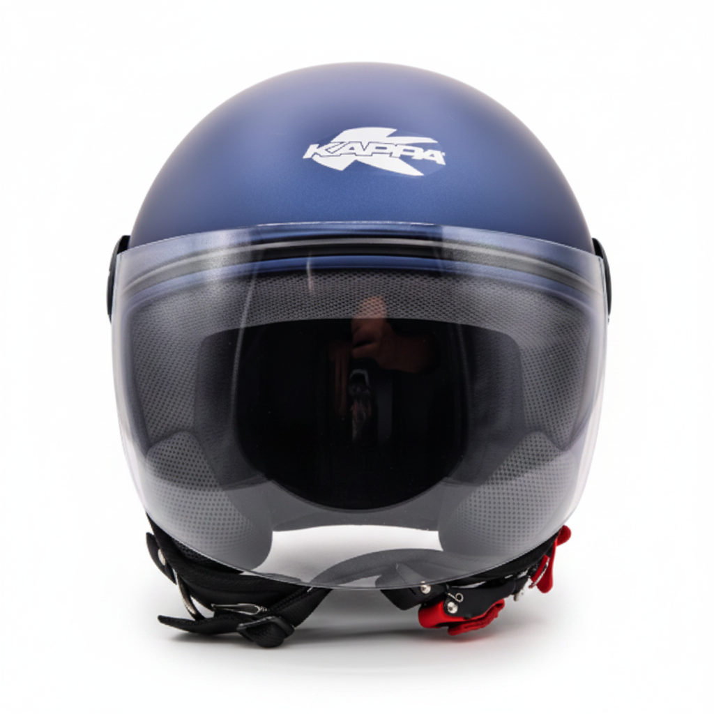 Kappa KV40 EVO Basic Casco Demi-Jet Blu Metallizzato Opaco – Doppia Calotta Leggero ECE 22.06 - Moon Bike - Vista 3