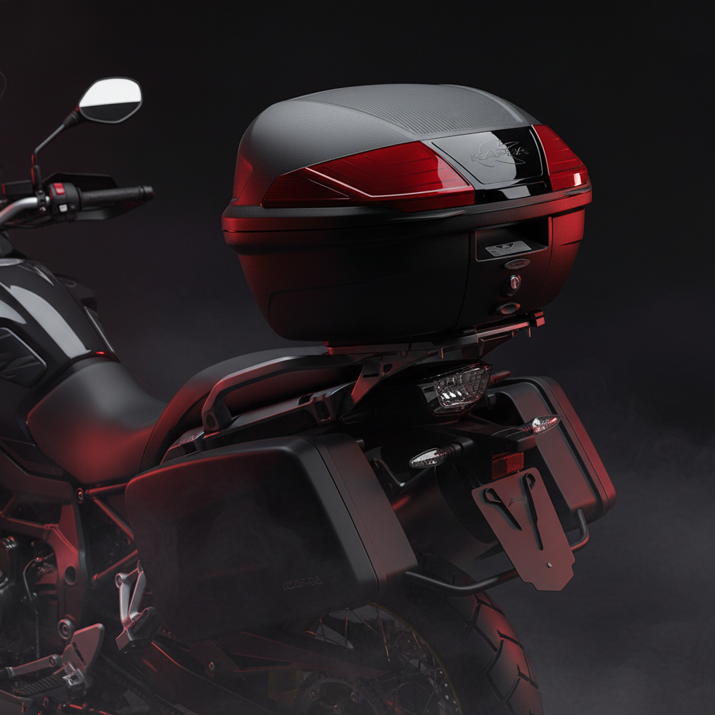 Bauletto Top Case Kappa K400N2 MONOLOCK 40L Nero Texture Carbonio Catadiottri Rossi - Moon Bike - Vista 5