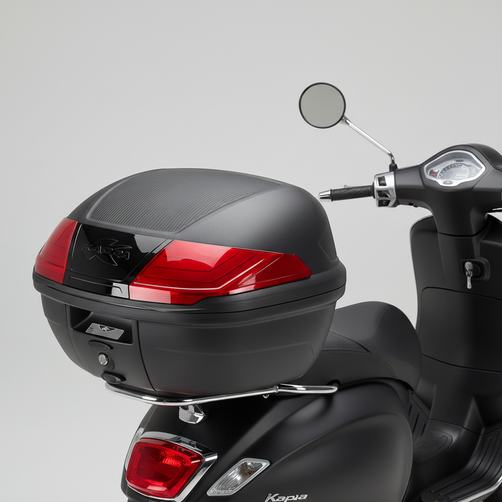 Bauletto Top Case Kappa K400N2 MONOLOCK 40L Nero Texture Carbonio Catadiottri Rossi - Moon Bike - Vista 3