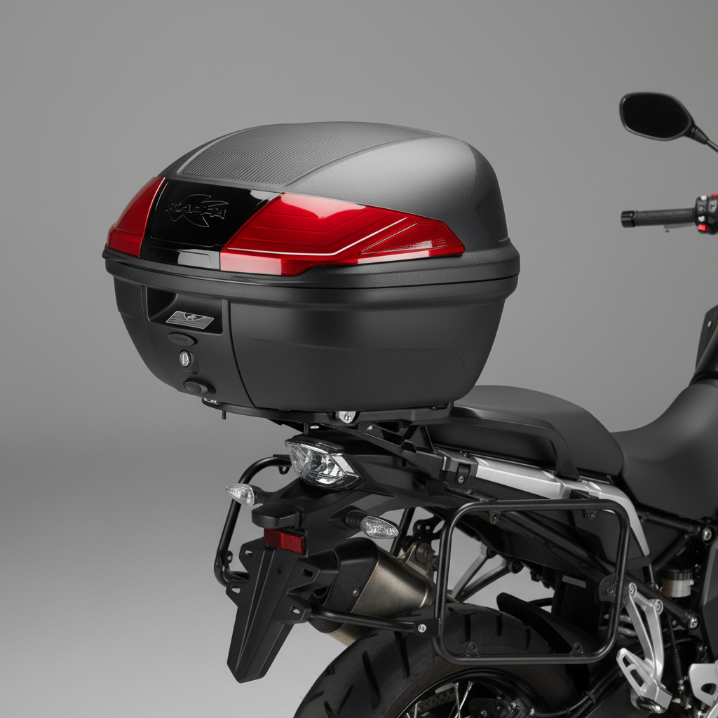 Bauletto Top Case Kappa K400N2 MONOLOCK 40L Nero Texture Carbonio Catadiottri Rossi - Moon Bike - Vista 2