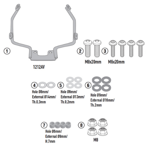 Kappa Moto Kit Attacchi Kappa A1212AK per Cupolino 1212AK – Honda GB350 S (2025) Rame Componenti e accessori di finestrini per veicoli a motore - Moon Bike - Vista 1