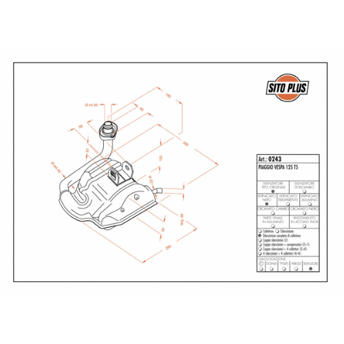 LeoVince LeoVince SITOPLUS 0243 Marmitta Scarico Completo Acciaio – Vespa 125 T5 VNX5T (1985-1990) Nero Scarichi per veicoli a motore - Moon Bike - Vista 2