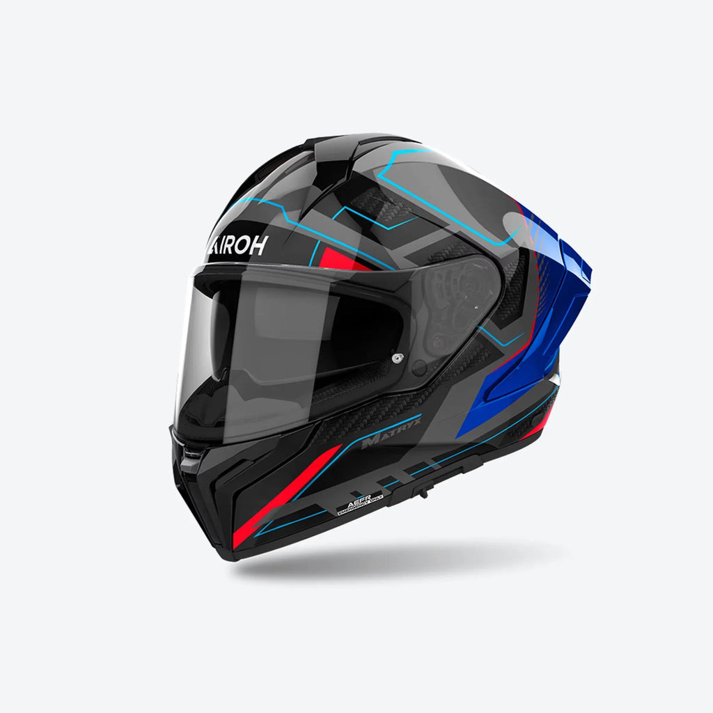 Airoh Matryx Rocket blu e rosso lucido MXRK18: vista laterale del casco integrale