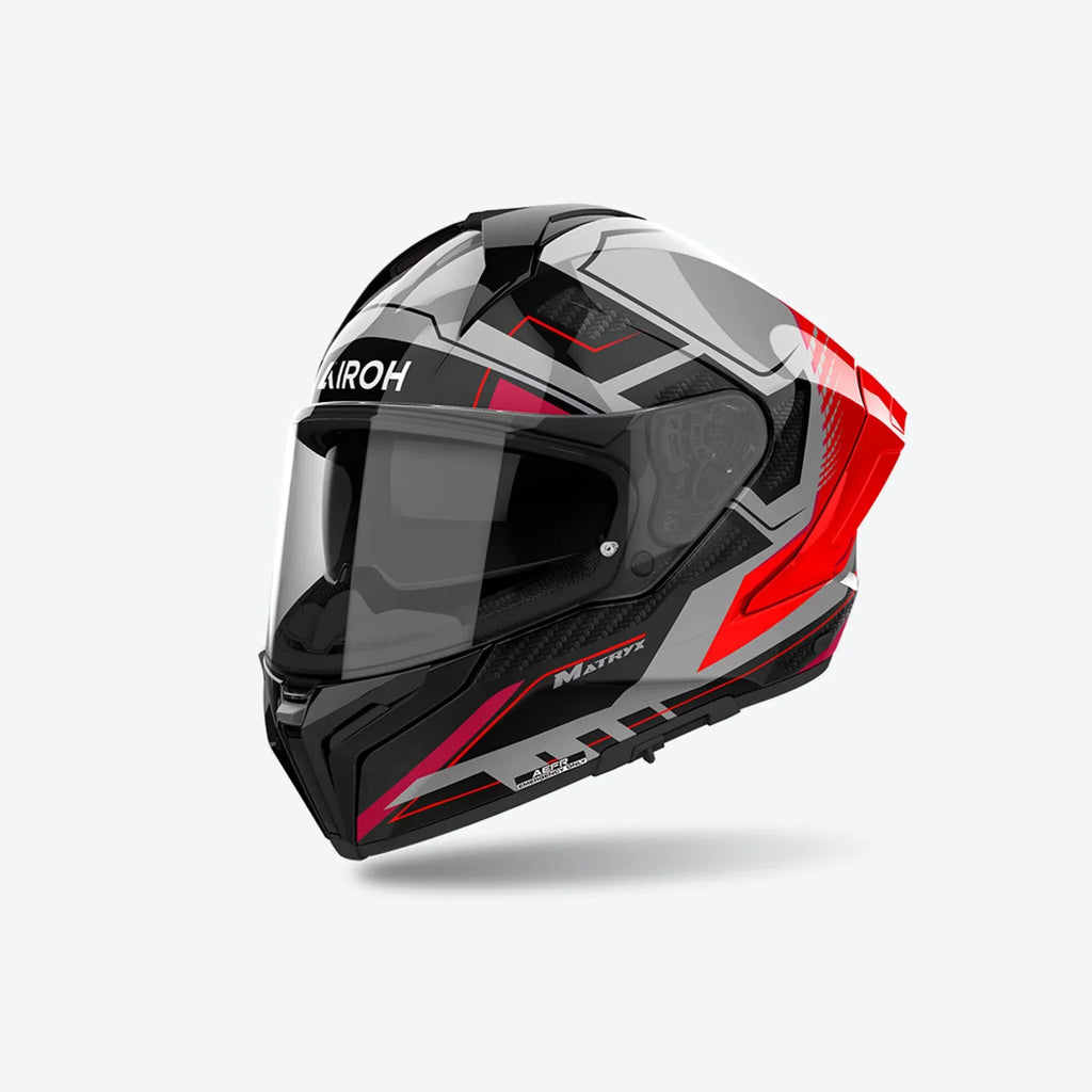 Airoh Matryx Rocket rosso fluo lucido MXRK55: vista laterale del casco integrale