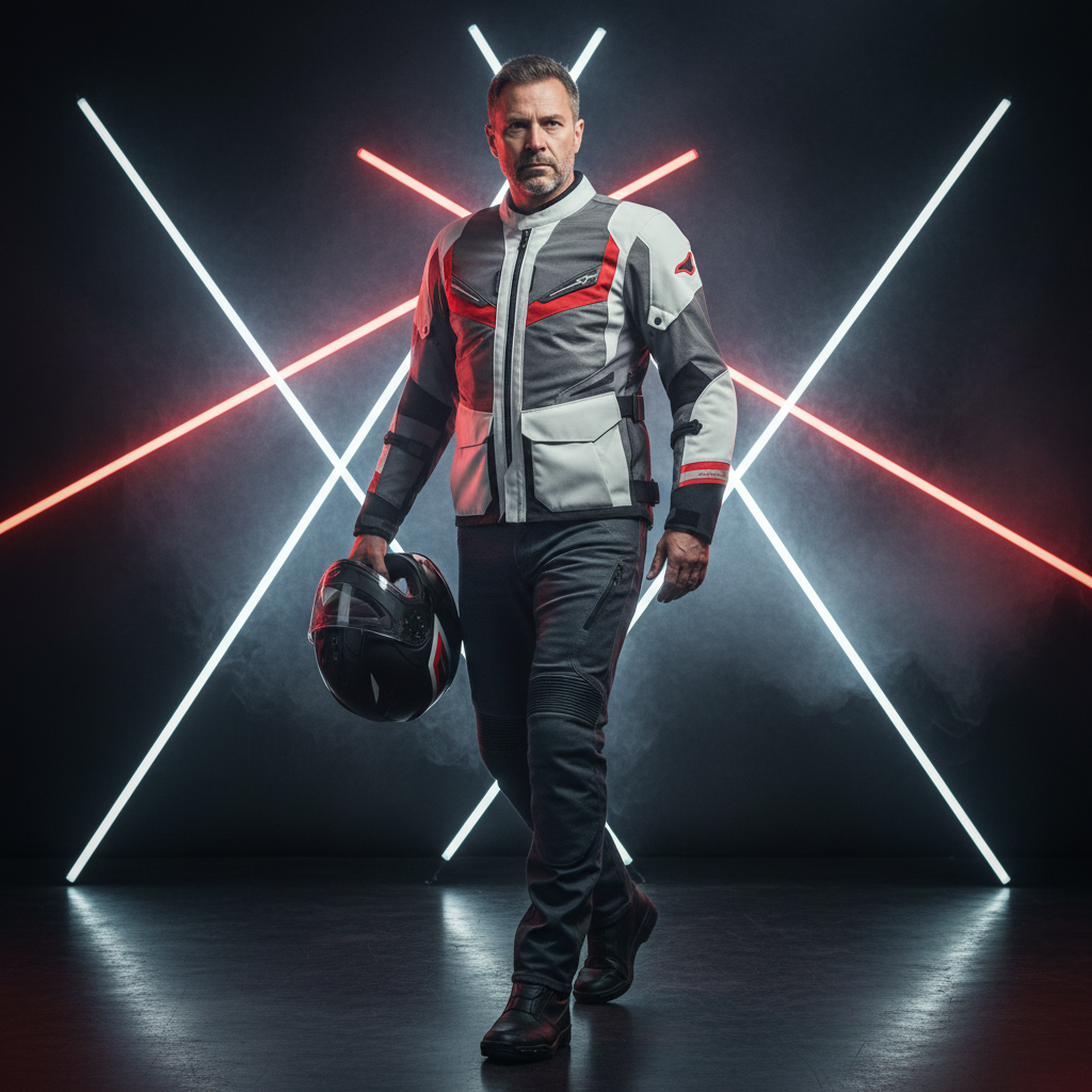 Macna Macna Aerocon Night Eye Giacca Moto Estiva – Grigio/Rosso Mesh CE Touring Grigio Abbigliamento protettivo da moto - Moon Bike - Vista 8