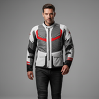 Macna Macna Aerocon Night Eye Giacca Moto Estiva – Grigio/Rosso Mesh CE Touring Grigio Abbigliamento protettivo da moto - Moon Bike - Vista 4