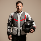 Macna Macna Aerocon Night Eye Giacca Moto Estiva – Grigio/Rosso Mesh CE Touring Grigio Abbigliamento protettivo da moto - Moon Bike - Vista 6