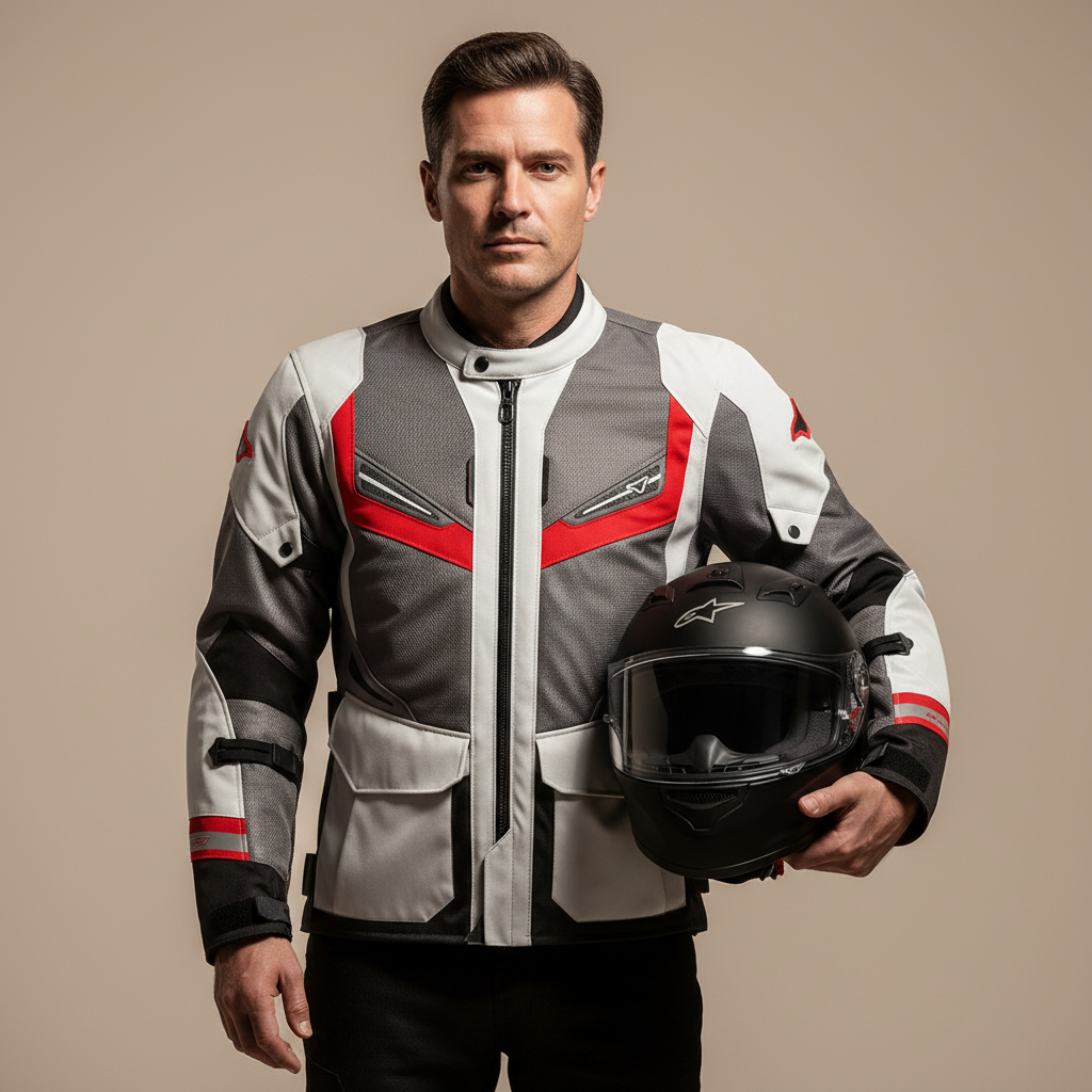 Macna Macna Aerocon Night Eye Giacca Moto Estiva – Grigio/Rosso Mesh CE Touring Grigio Abbigliamento protettivo da moto - Moon Bike - Vista 6