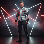 Macna Macna Aerocon Night Eye Giacca Moto Estiva – Grigio/Rosso Mesh CE Touring Grigio Abbigliamento protettivo da moto - Moon Bike - Vista 7