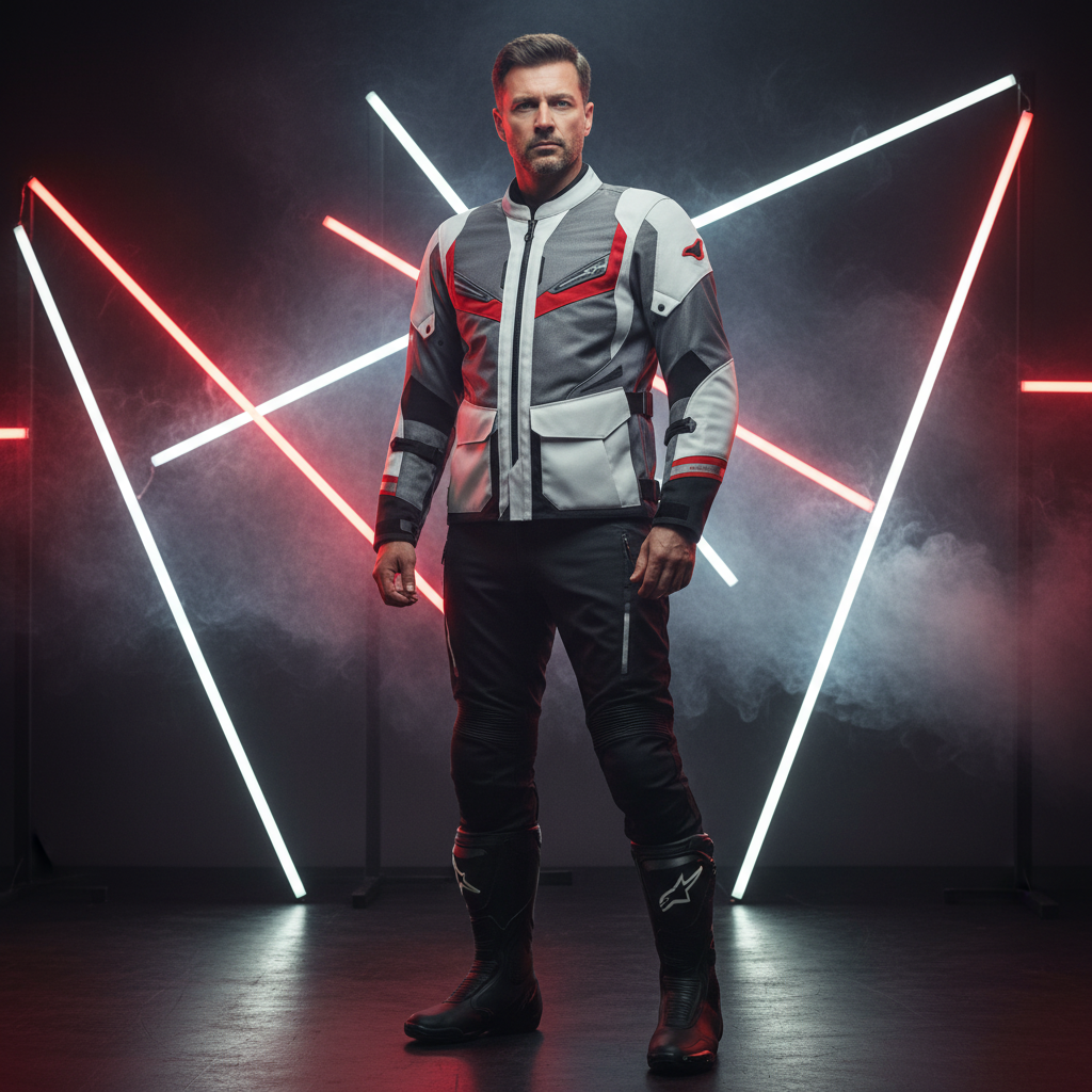 Macna Macna Aerocon Night Eye Giacca Moto Estiva – Grigio/Rosso Mesh CE Touring Grigio Abbigliamento protettivo da moto - Moon Bike - Vista 7