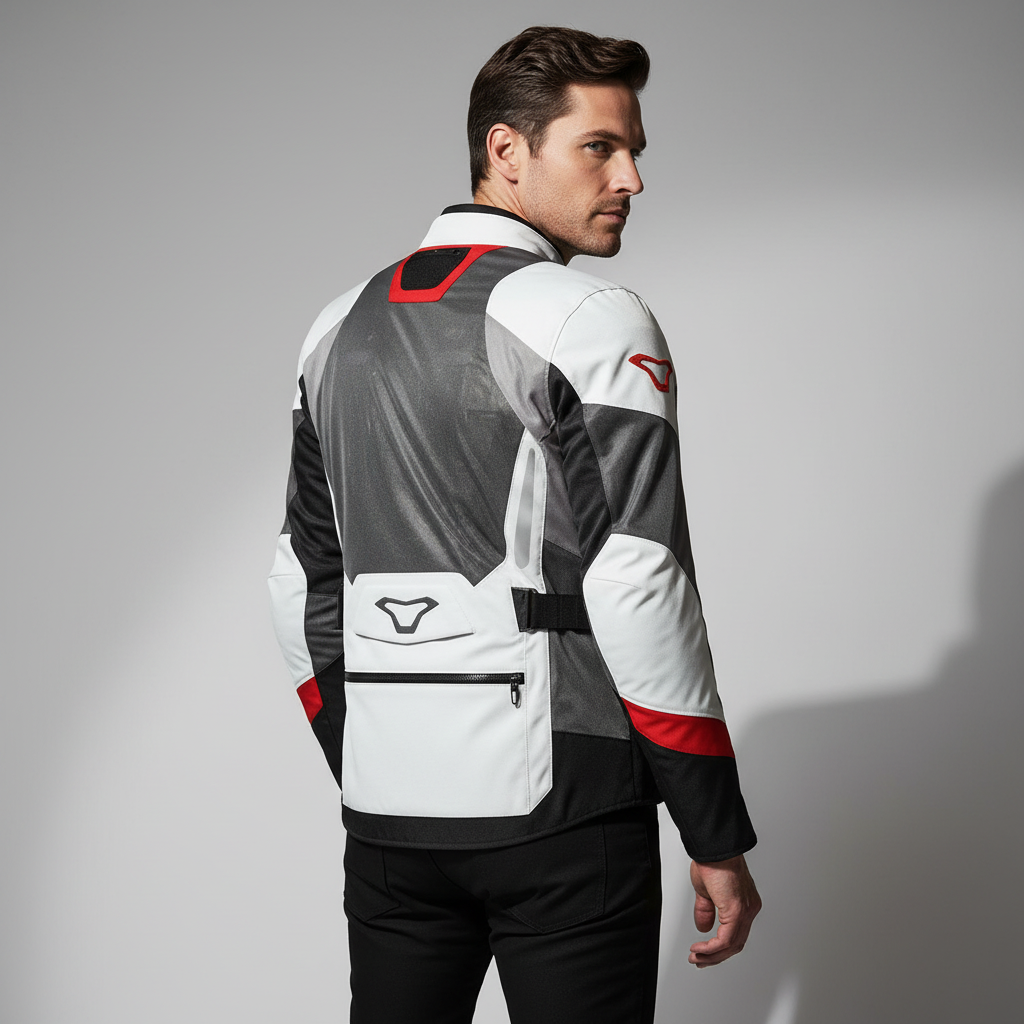 Macna Macna Aerocon Night Eye Giacca Moto Estiva – Grigio/Rosso Mesh CE Touring Grigio Abbigliamento protettivo da moto - Moon Bike - Vista 5