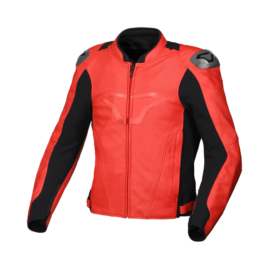 Macna Aviant Air Rosso/Nero – Giacca Moto in Pelle Traforata Sport CE Classe A Uomo – vista 1