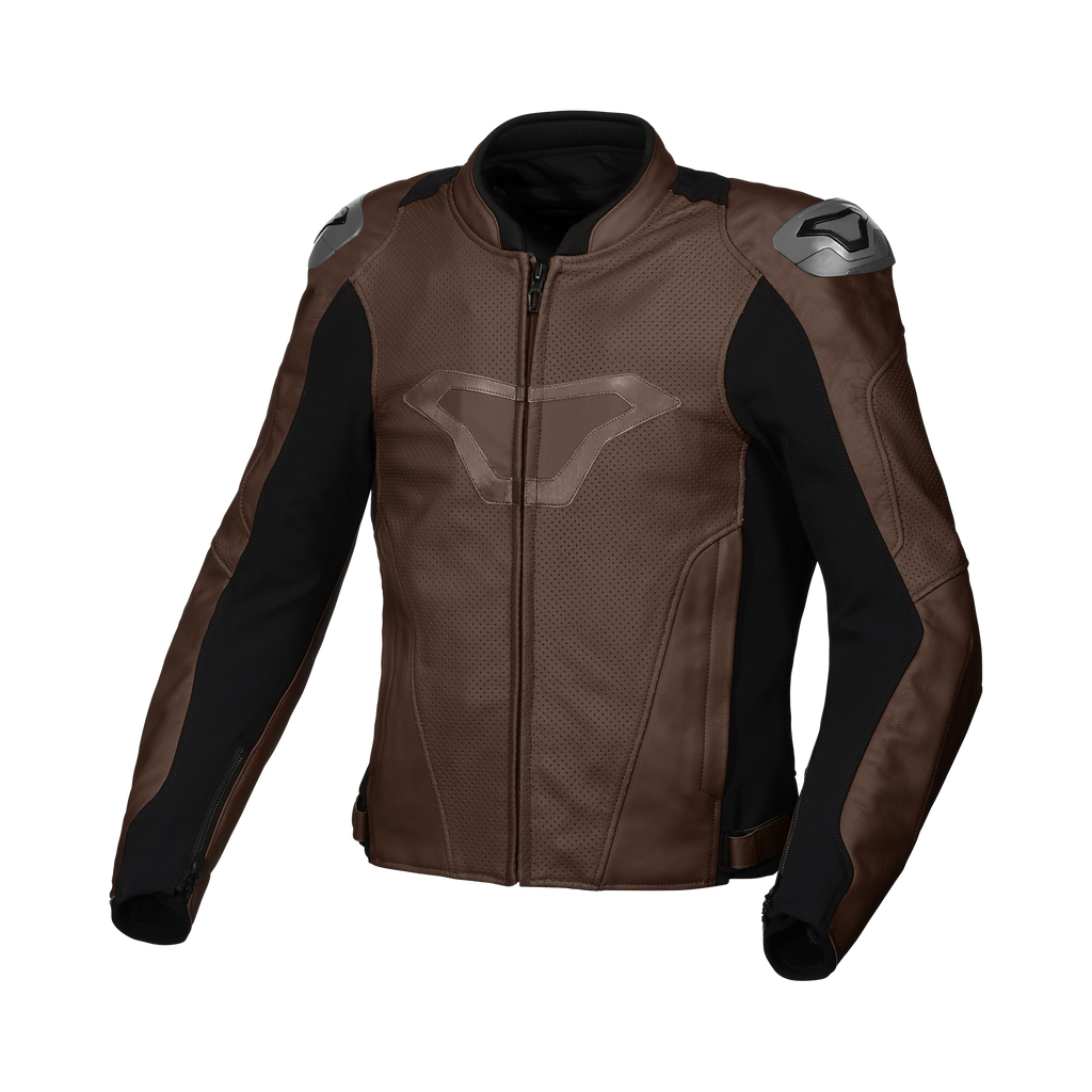 Macna Aviant Air Marrone/Nero – Giacca Moto in Pelle Traforata Sport CE Classe A Uomo – vista 1