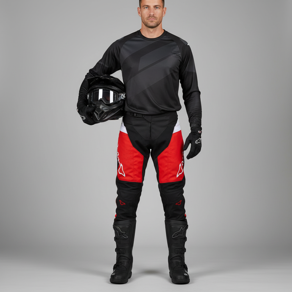 Macna Backyard-1 Nero/Rosso – Pantaloni Moto Cross Off-Road Unisex
