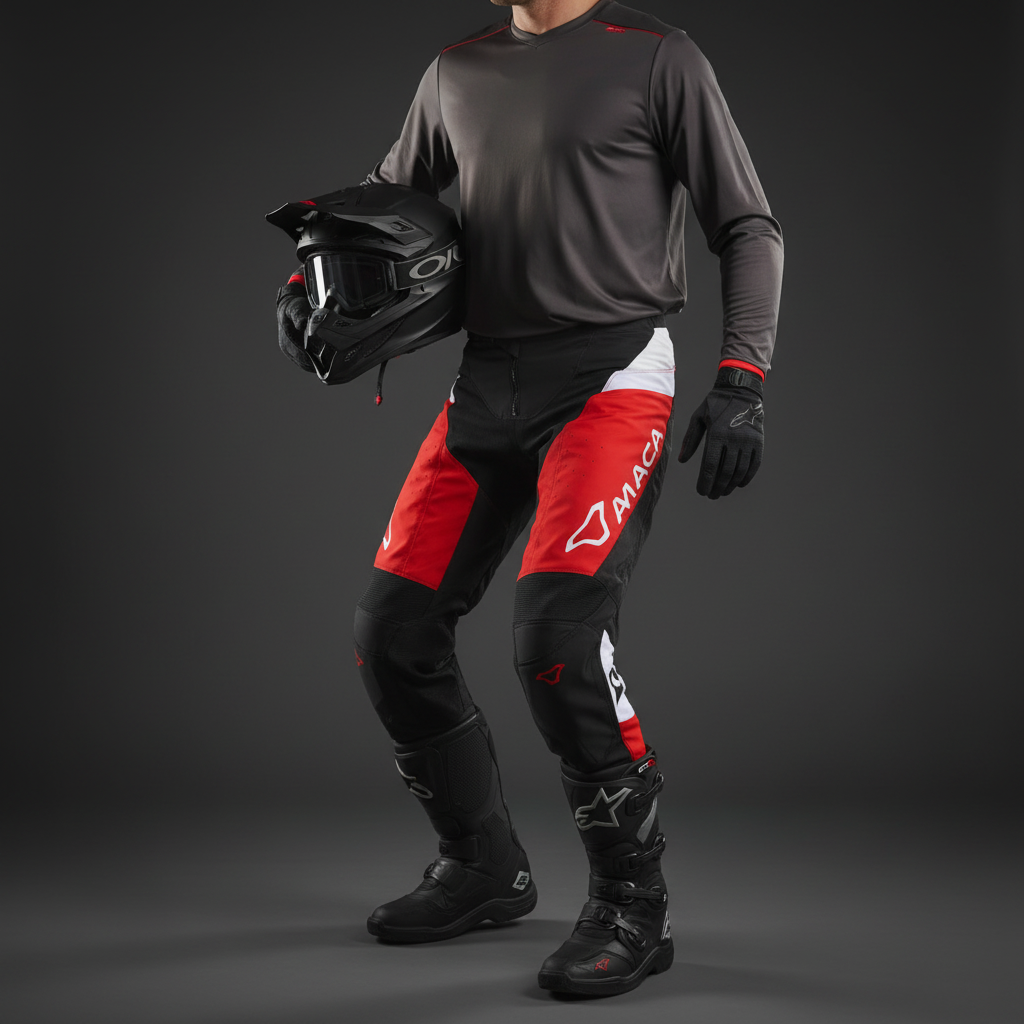 Macna Backyard-1 Nero/Rosso – Pantaloni Moto Cross Off-Road Unisex