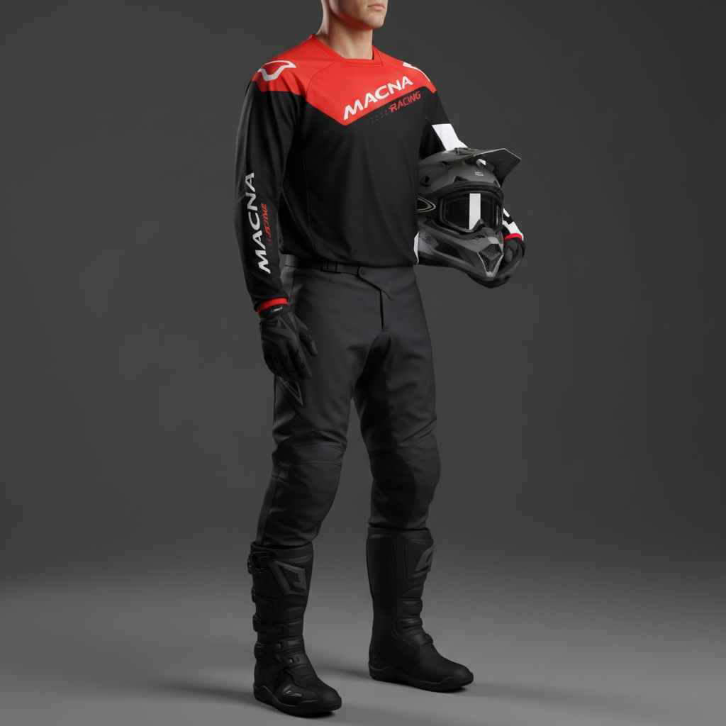 Macna Backyard-1 Nero/Rosso – Maglia Moto Cross Enduro Unisex - Moon Bike - Vista 4