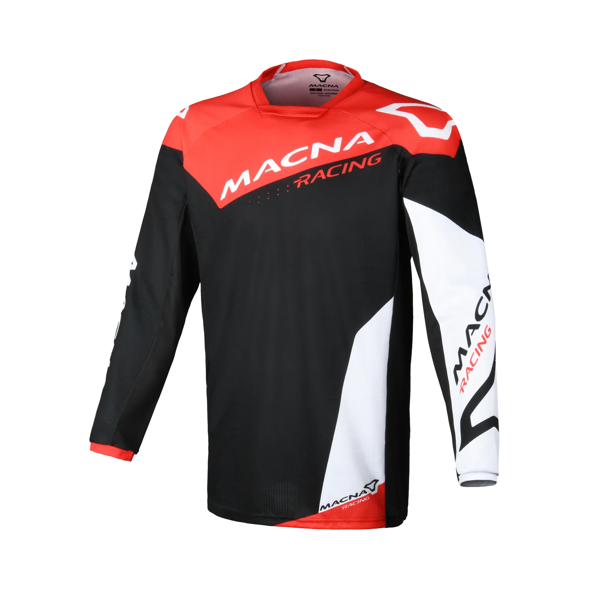 Maglia cross Macna Backyard-1 Nero/Rosso - vista frontale
