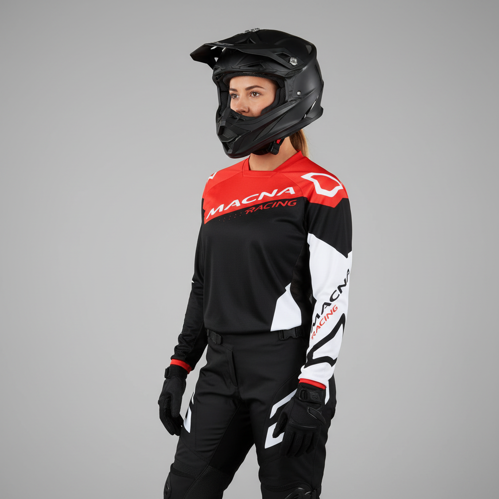 Macna Backyard-1 Nero/Rosso – Maglia Moto Cross Enduro Unisex - Moon Bike - Vista 5