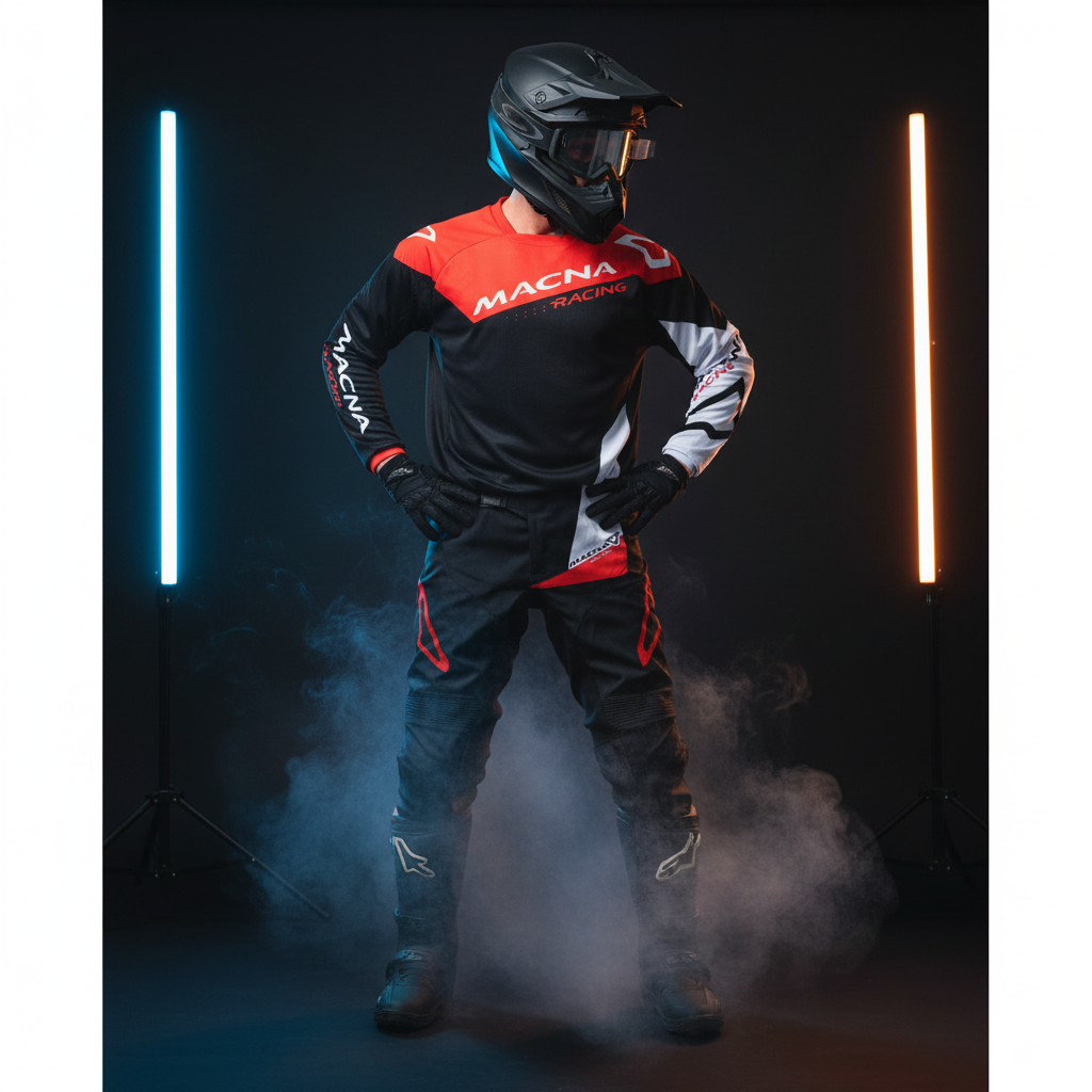 Macna Backyard-1 Nero/Rosso – Maglia Moto Cross Enduro Unisex - Moon Bike - Vista 8