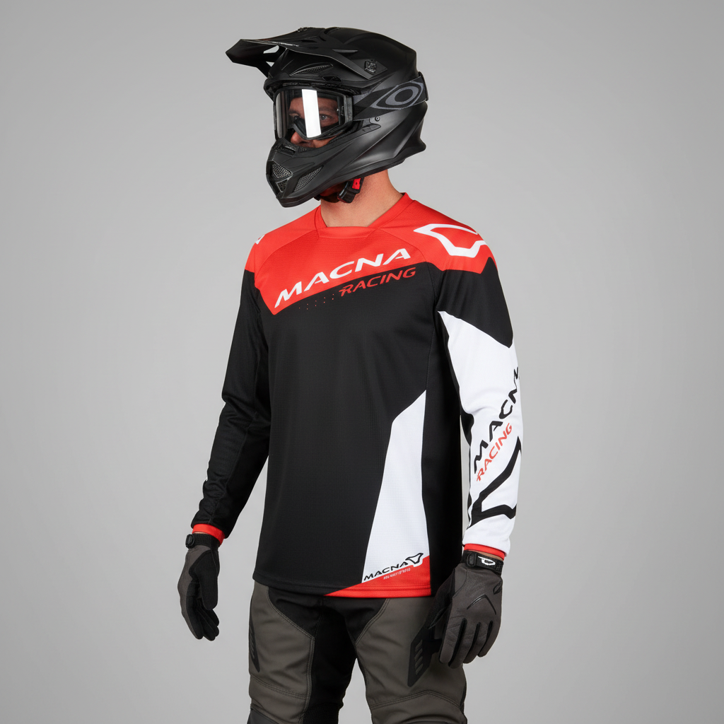 Macna Backyard-1 Nero/Rosso – Maglia Moto Cross Enduro Unisex - Moon Bike - Vista 3