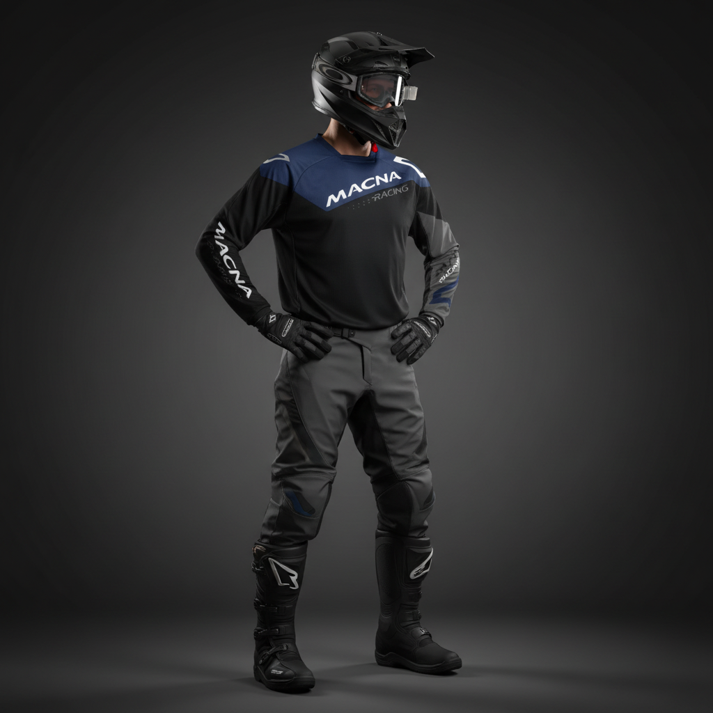 Macna Backyard-1 Nero/Blu – Maglia Moto Cross Enduro Unisex - Moon Bike - Vista 6