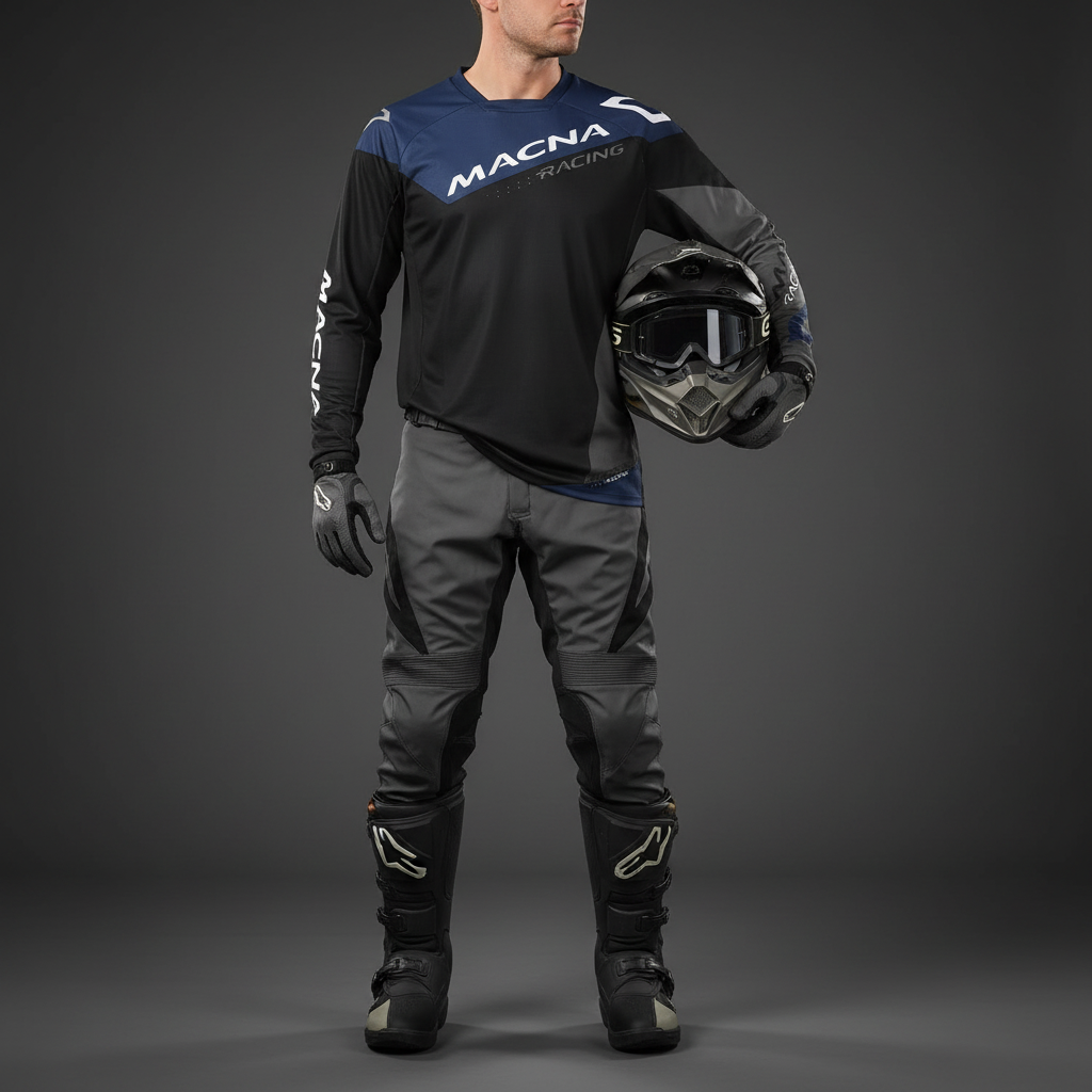 Macna Backyard-1 Nero/Blu – Maglia Moto Cross Enduro Unisex - Moon Bike - Vista 4