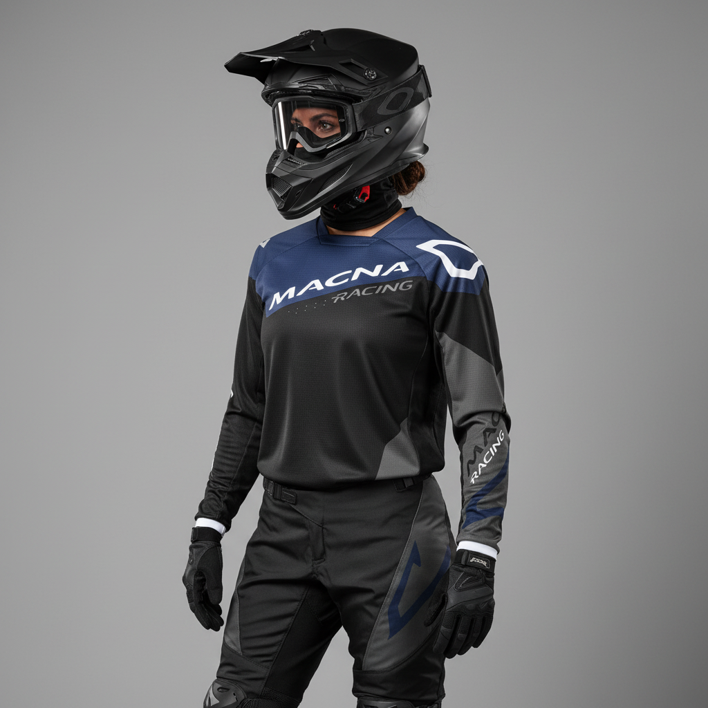 Macna Backyard-1 Nero/Blu – Maglia Moto Cross Enduro Unisex - Moon Bike - Vista 5
