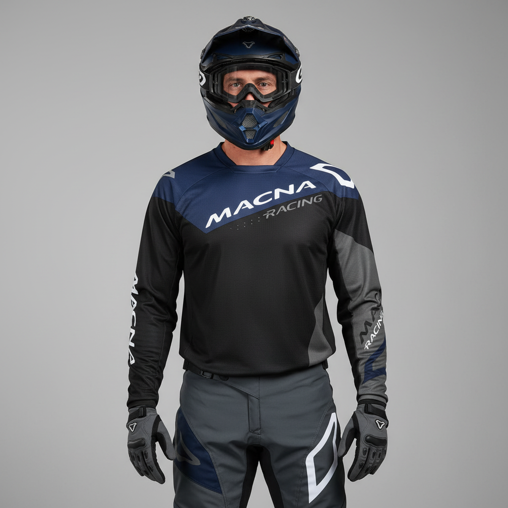 Macna Backyard-1 Nero/Blu – Maglia Moto Cross Enduro Unisex - Moon Bike - Vista 3
