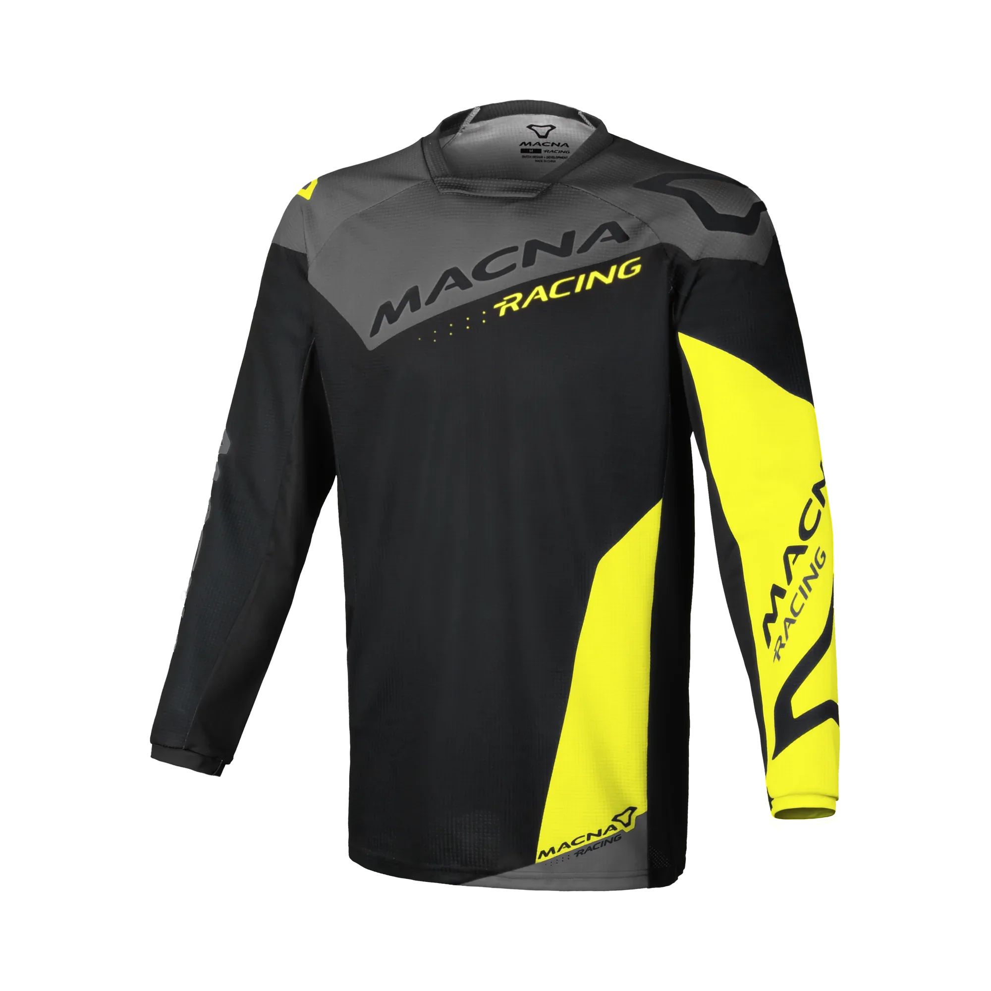 Maglia cross Macna Backyard-1 Nero/Giallo fluo - vista frontale