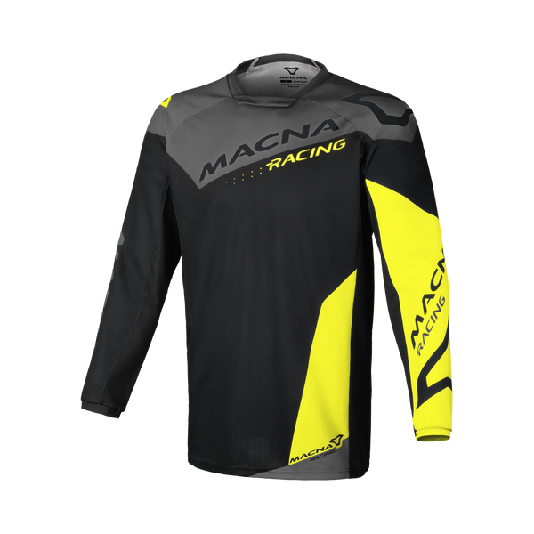 Maglia cross Macna Backyard-1 Nero/Giallo fluo - vista frontale