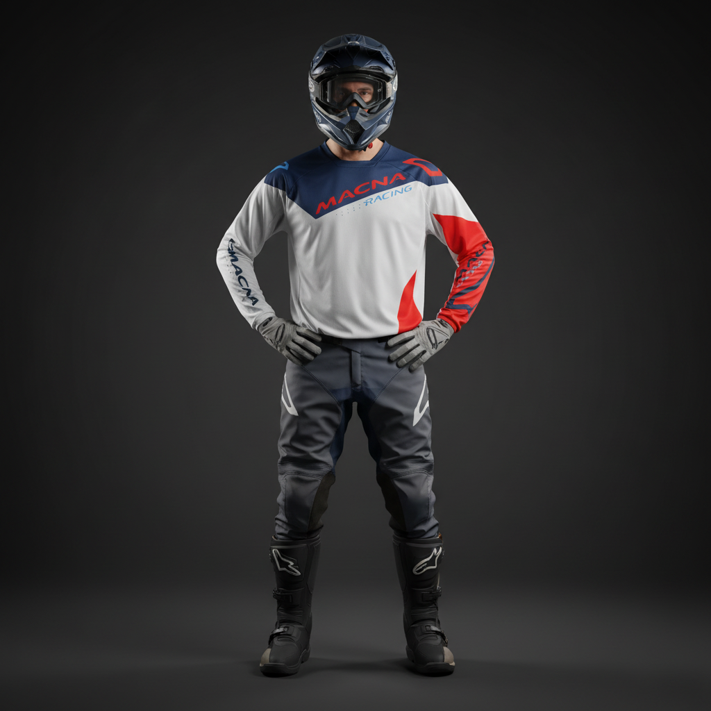 Macna Backyard-1 Grigio/Blu – Maglia Moto Cross Enduro Unisex