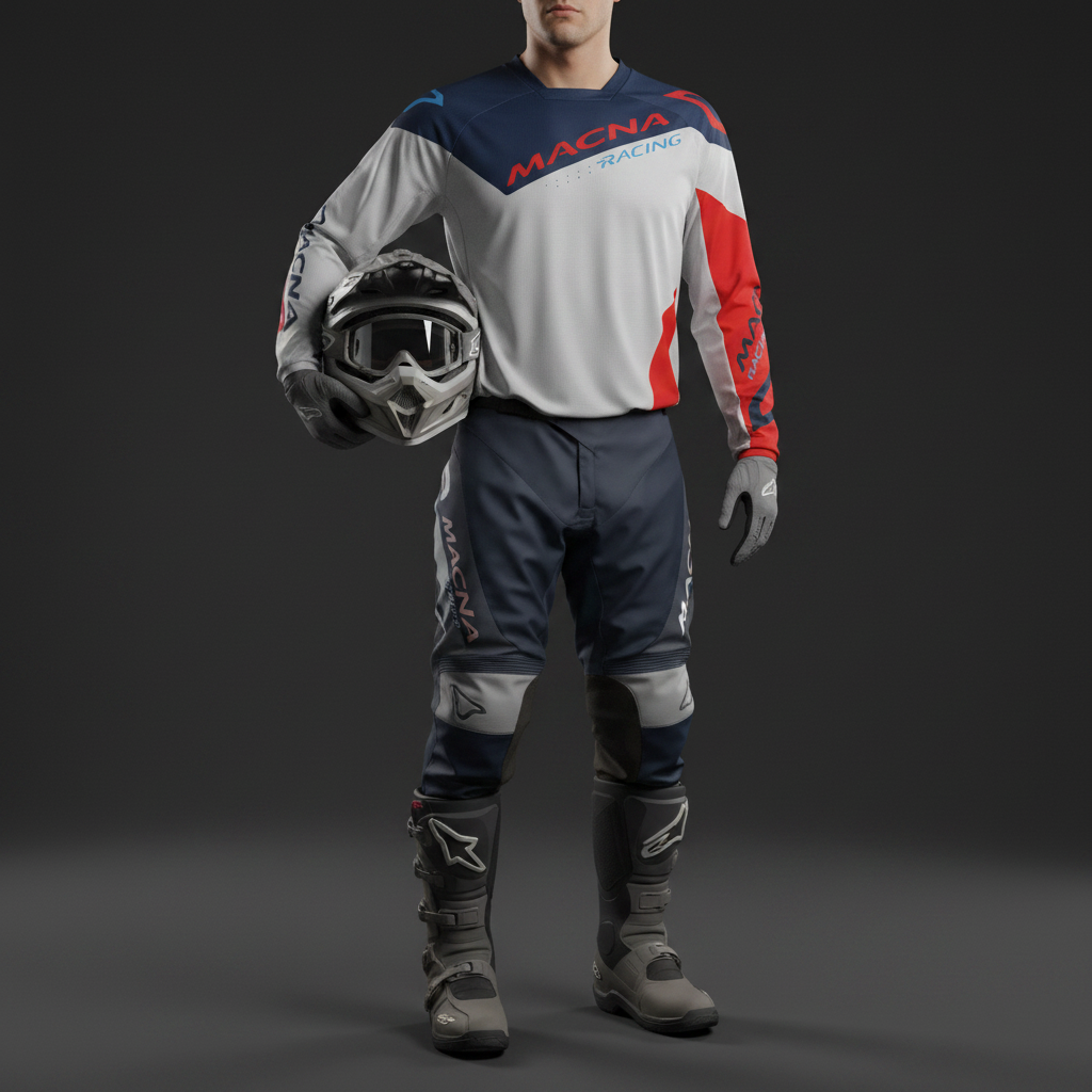 Macna Backyard-1 Grigio/Blu – Maglia Moto Cross Enduro Unisex