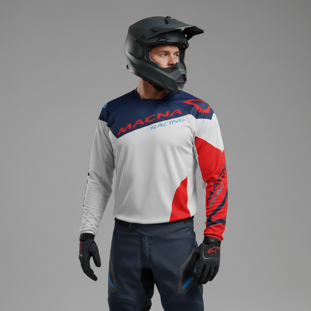 Macna Backyard-1 Grigio/Blu – Maglia Moto Cross Enduro Unisex