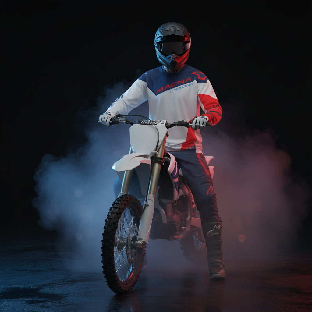 Macna Backyard-1 Grigio/Blu – Maglia Moto Cross Enduro Unisex