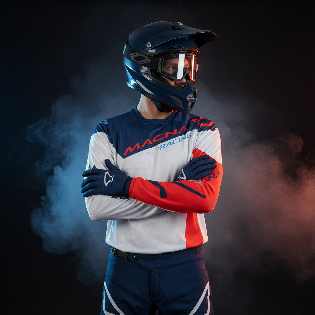 Macna Backyard-1 Grigio/Blu – Maglia Moto Cross Enduro Unisex