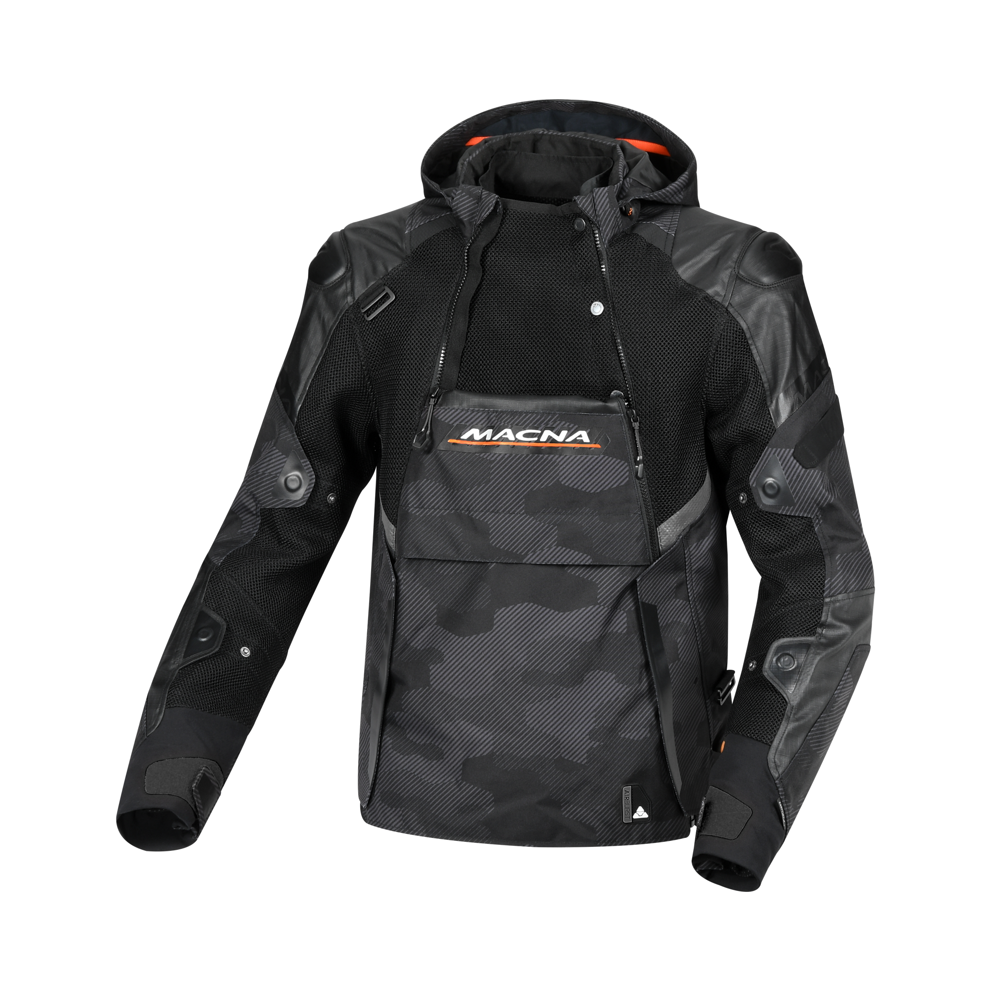 Macna Bradical Nero/Arancio - Giacca Moto Estiva Anorak Impermeabile CE Classe A Uomo - vista 3