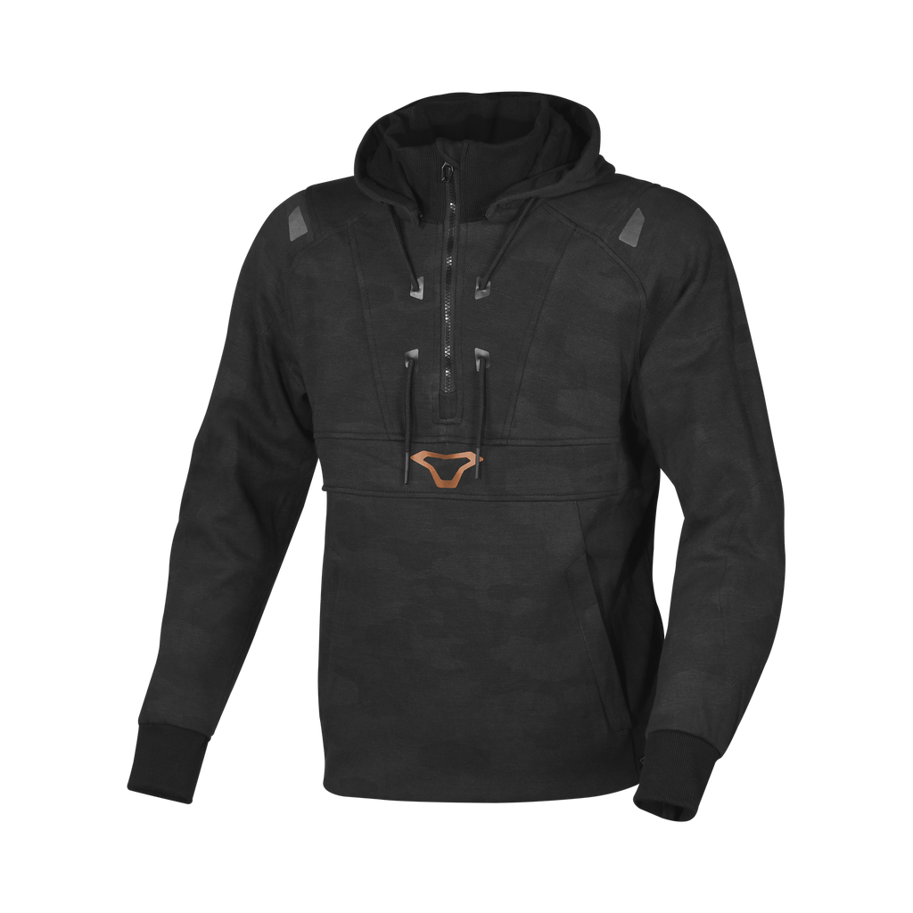 Macna Byron Nero/Grigio - Felpa Moto con Cappuccio Estiva in Piqué CE Classe A Uomo - vista 1
