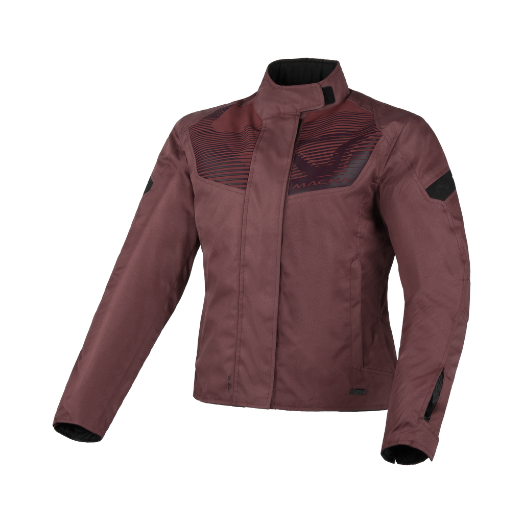 Macna Dromica Rosso Scuro – Giacca Moto Casual Corta Impermeabile CE Donna – vista frontale