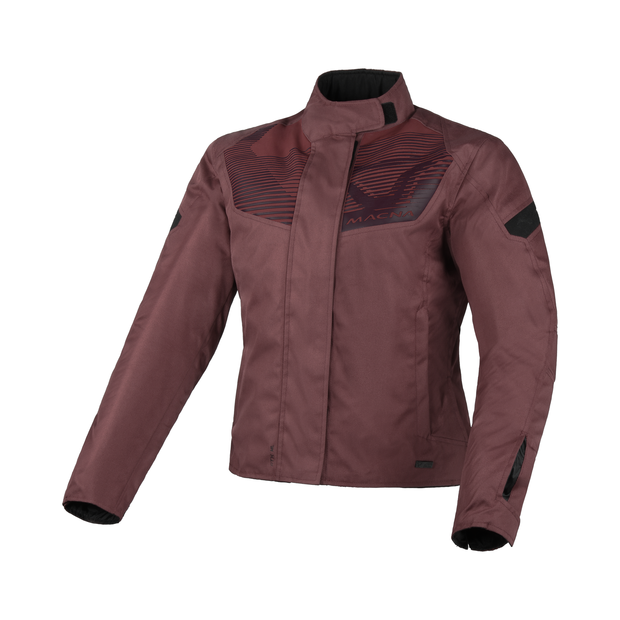 Macna Dromica Rosso Scuro – Giacca Moto Casual Corta Impermeabile CE Donna – vista frontale