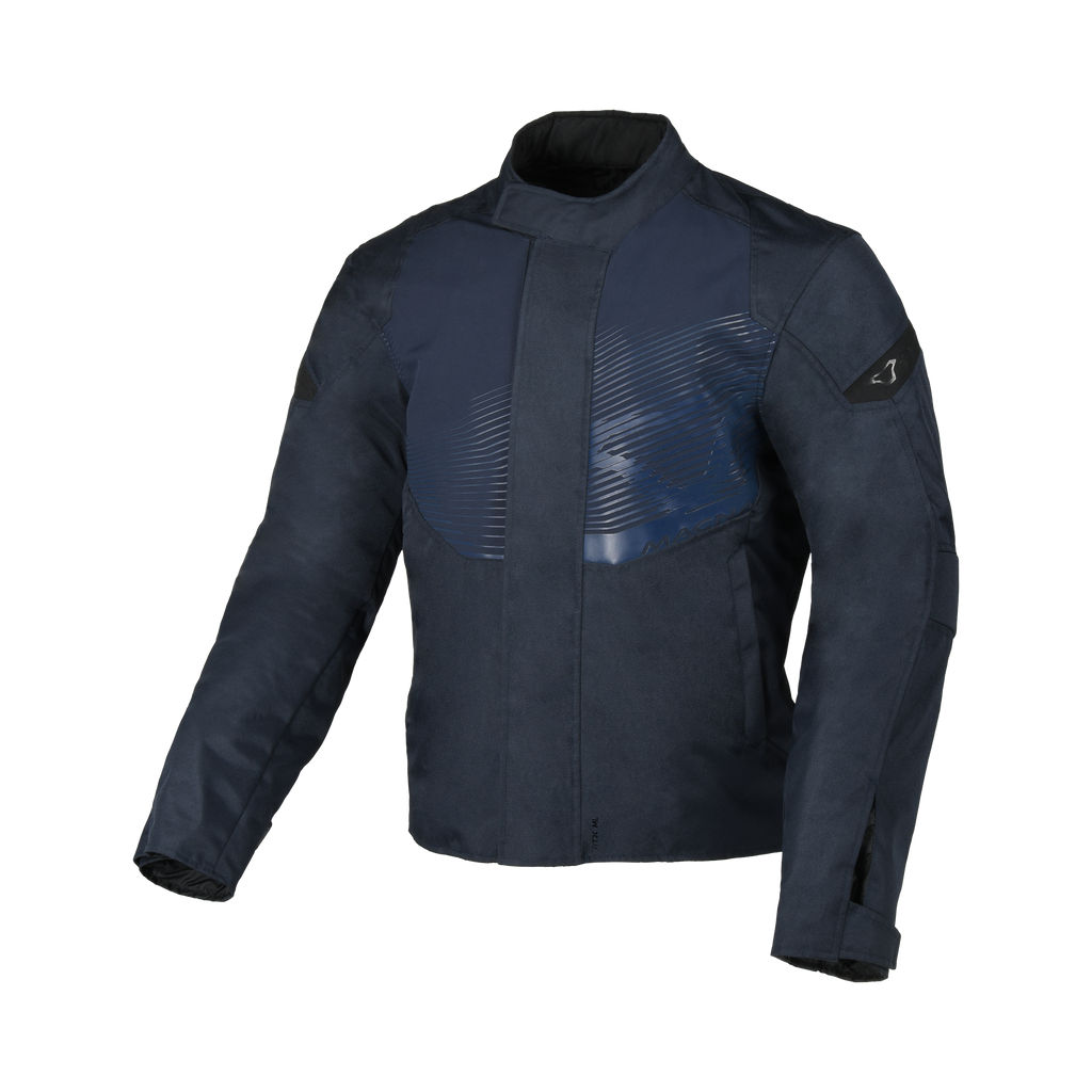 Macna Dromico Blu Scuro – Giacca Moto Casual Corta Impermeabile CE Uomo – vista frontale