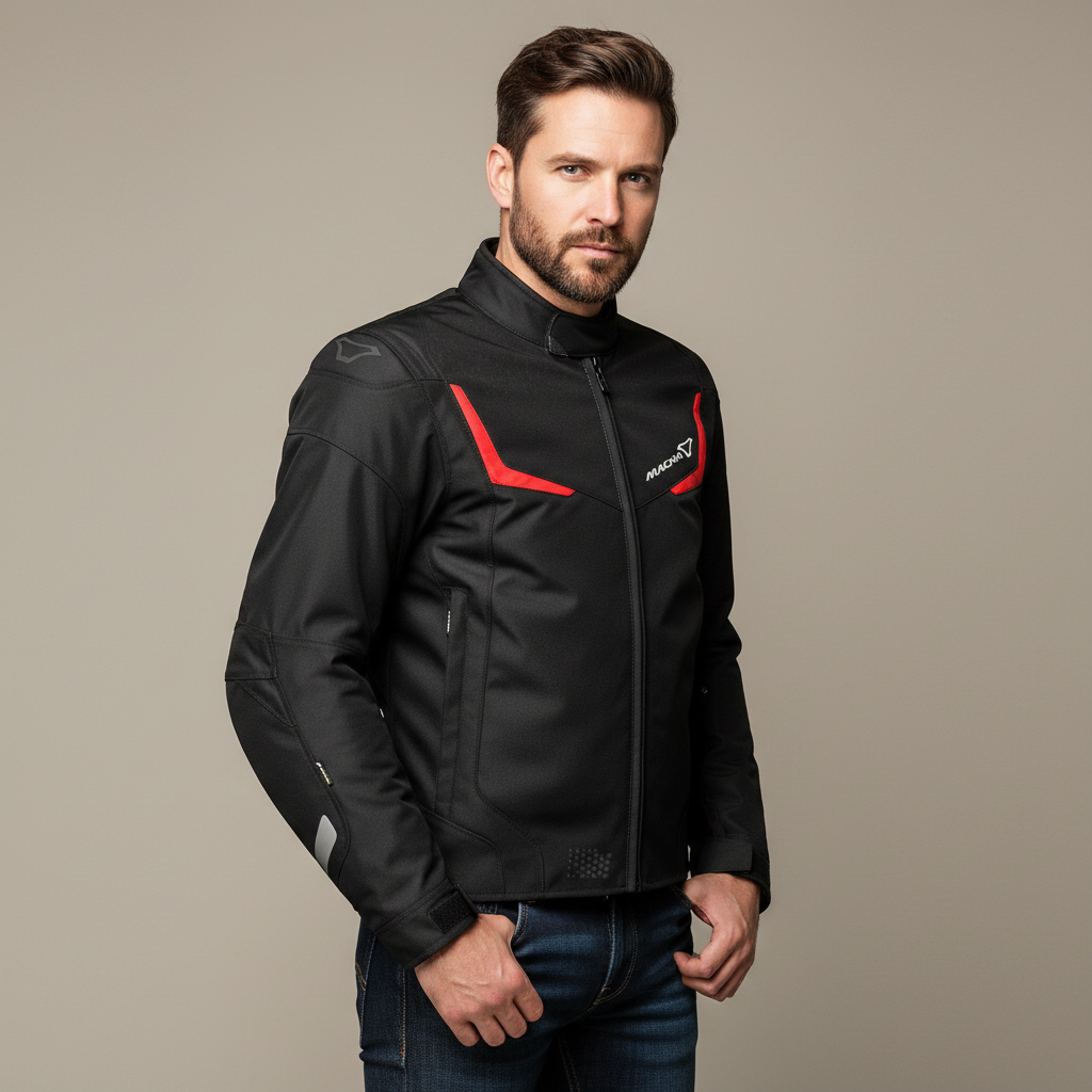 Macna Macna Durago Giacca Moto Touring Nero Rosso – Impermeabile Raintex CE Tg L Nero Abbigliamento per moto - Moon Bike - Vista 3